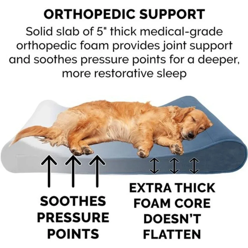 Microvelvet Luxe Lounger Supportive Orthopedic Foam Dog Bed - Stellar Blue